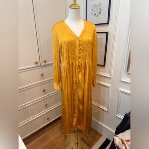 Zara yellow wrinkle dress xs